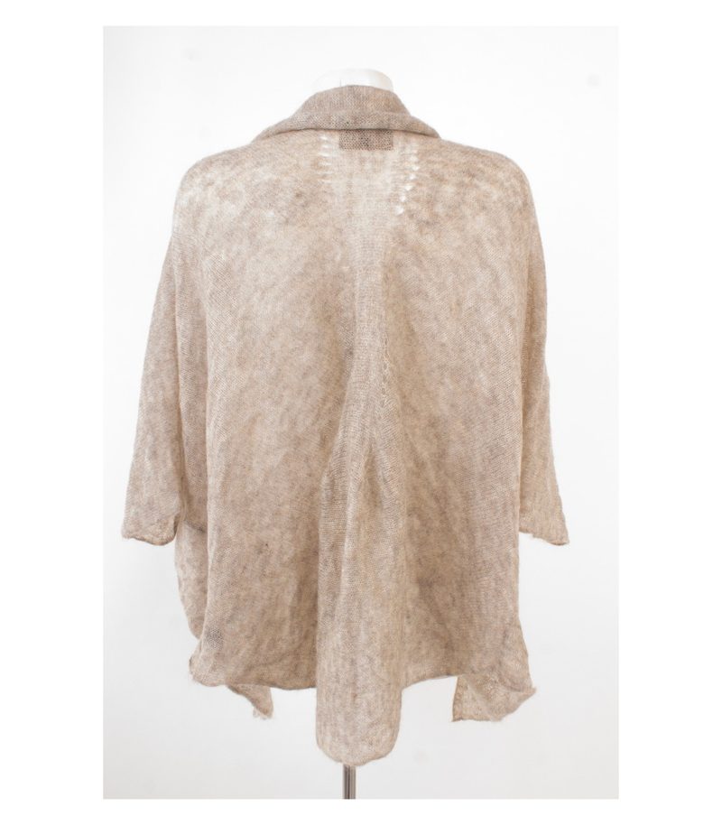 STUDIO ART Damen Cardigan Strickjacke Gr.S Extra Fein Merinowolle Beige Wolle – Foto 4