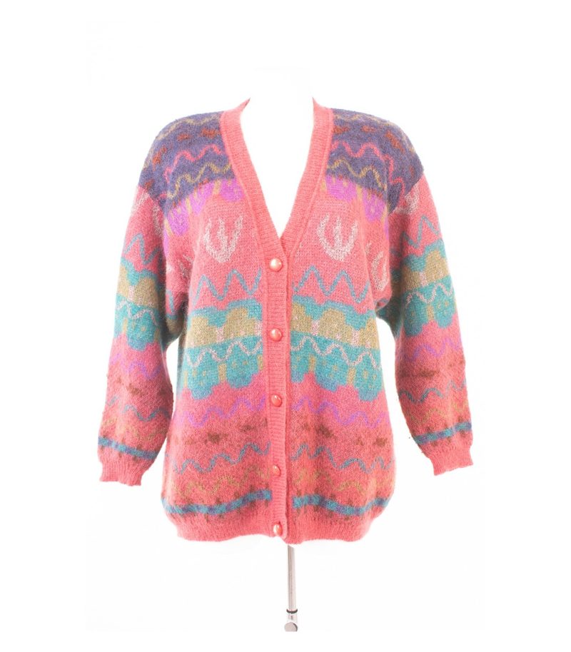 Griffe TRICOT Cardigan Strickjacke Gr. DE 48 Mehrfarbig 60% Kid Mohair Wolle – Foto 1