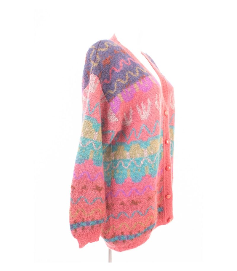 Griffe TRICOT Cardigan Strickjacke Gr. DE 48 Mehrfarbig 60% Kid Mohair Wolle – Foto 2