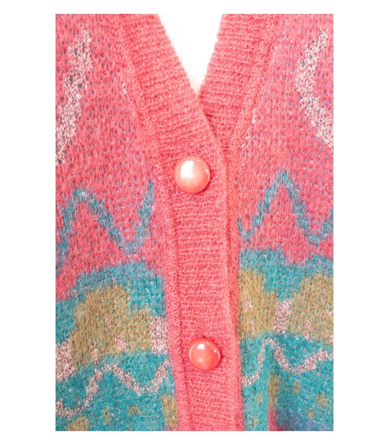 Griffe TRICOT Cardigan Strickjacke Gr. DE 48 Mehrfarbig 60% Kid Mohair Wolle – Foto 5