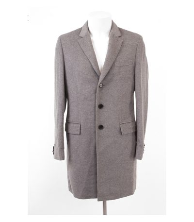 TOMMY HILFIGER Herren Tailored Mantel Gr.48 Gestreiftes Grau Wolle Futter