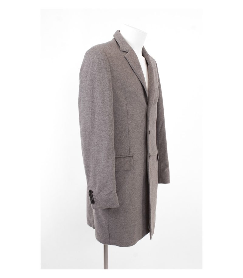 TOMMY HILFIGER Herren Tailored Mantel Gr.48 Gestreiftes Grau Wolle Futter – Foto 2