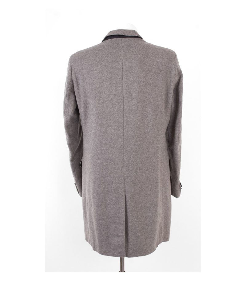 TOMMY HILFIGER Herren Tailored Mantel Gr.48 Gestreiftes Grau Wolle Futter – Foto 4