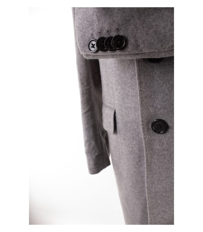 TOMMY HILFIGER Herren Tailored Mantel Gr.48 Gestreiftes Grau Wolle Futter – Foto 5
