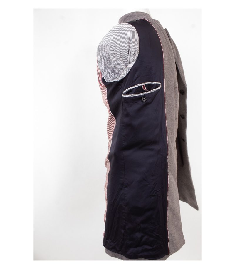 TOMMY HILFIGER Herren Tailored Mantel Gr.48 Gestreiftes Grau Wolle Futter – Foto 8