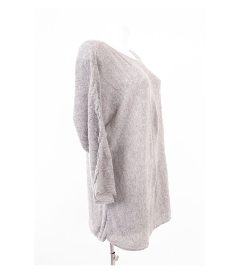 RIANI Damen Pullover Longpullover Fledermausärmel Gr. 42 100% Grau Kaschmir – Foto 2