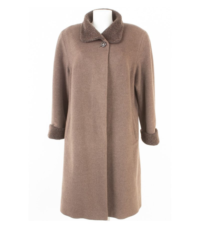 Hensel & Mortensen Damen Mantel Gr. 21 Braun Wolle Kaschmir Angora – Foto 1