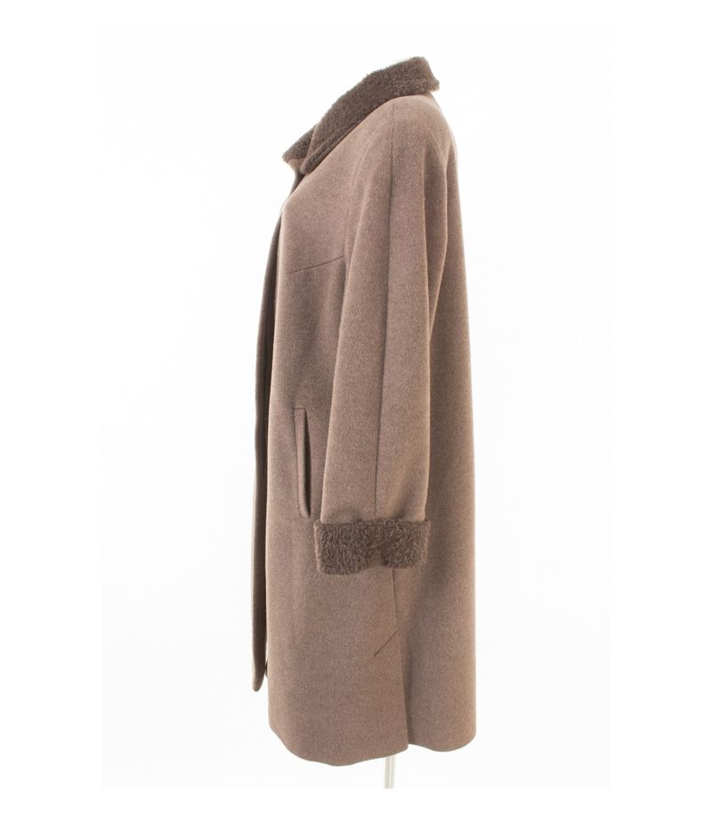 Hensel & Mortensen Damen Mantel Gr. 21 Braun Wolle Kaschmir Angora – Foto 3