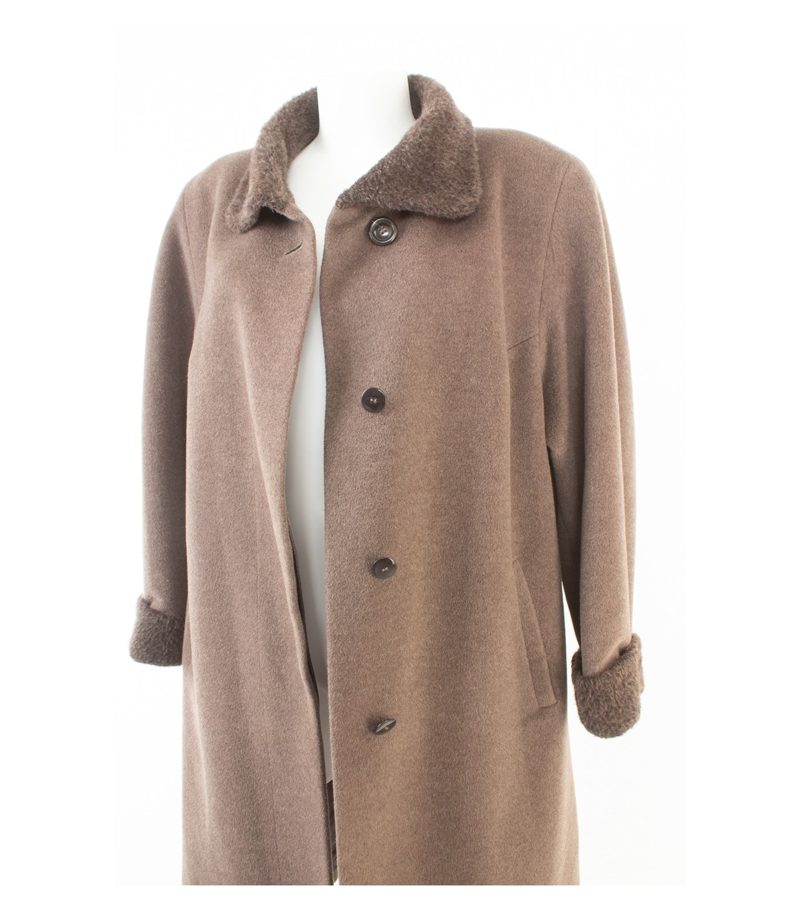 Hensel & Mortensen Damen Mantel Gr. 21 Braun Wolle Kaschmir Angora – Foto 5