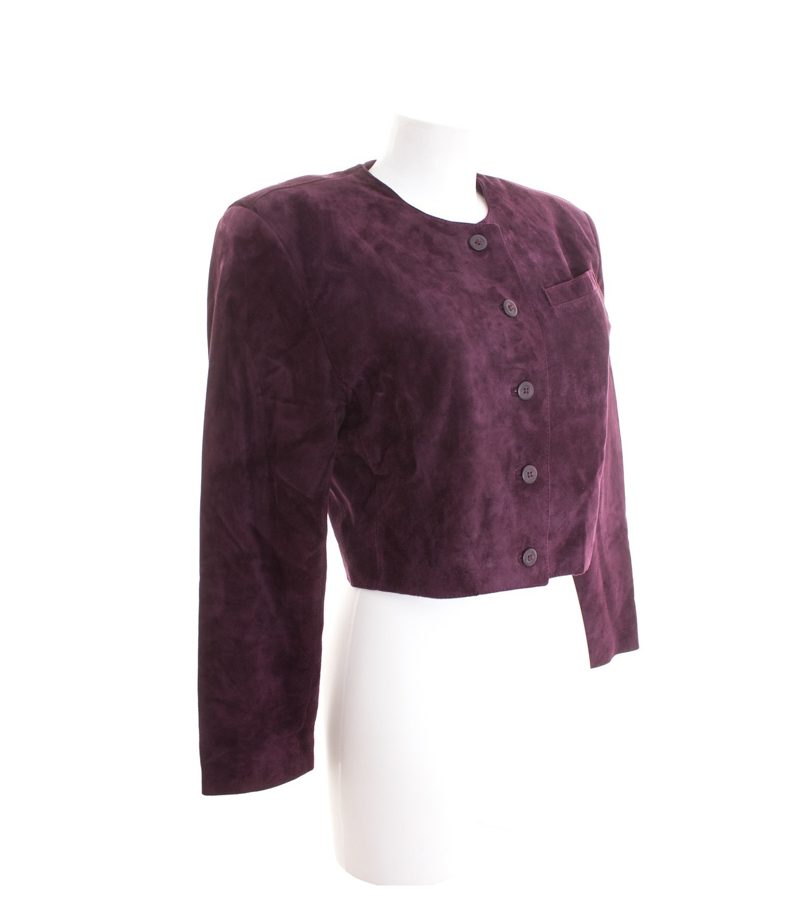 MARCCAIN Damen Lederjacke Kurzjacke Gr. N3 DE 38 Violett Leder – Foto 2