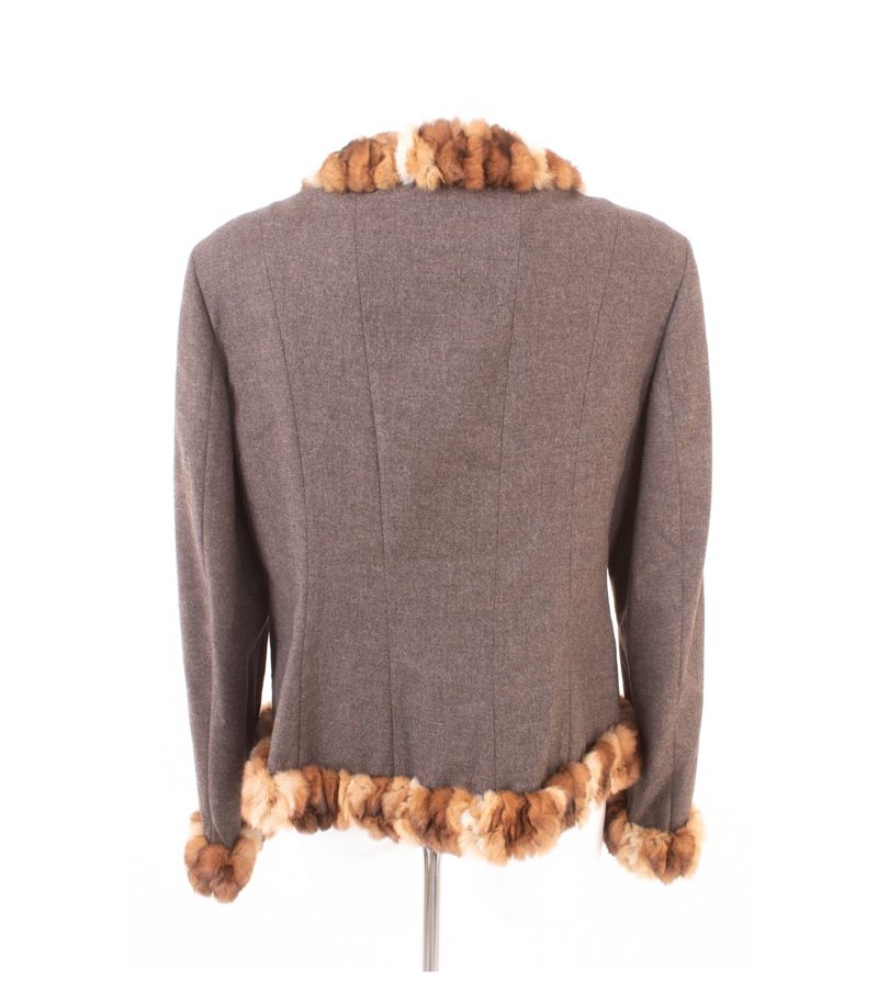 Rena Lange Damen Blazer Echtpelz Gr. 44 Mehrfarbig Wolle – Foto 4