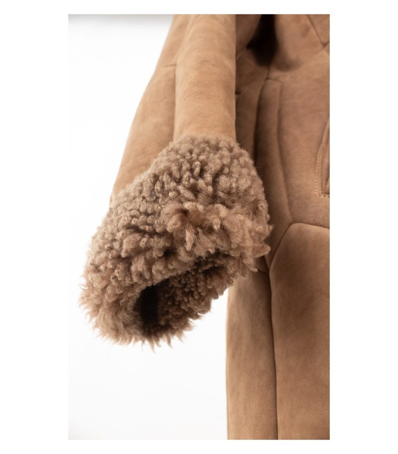 Ledermann Damen Mantel Lammfellmantel Winter Gr. 38 Braun Echtleder – Foto 5