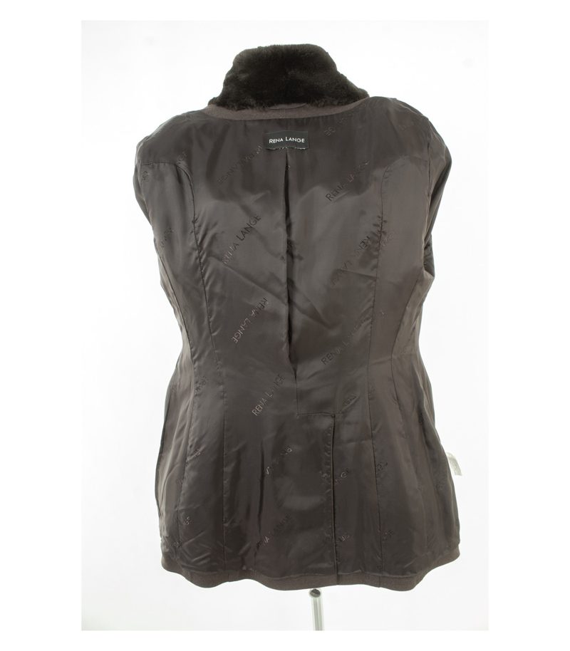 Rena Lange Damen Kostüm Blazer Rock Teflon Business Gr. 46 Braun Wolle Pelz – Foto 6