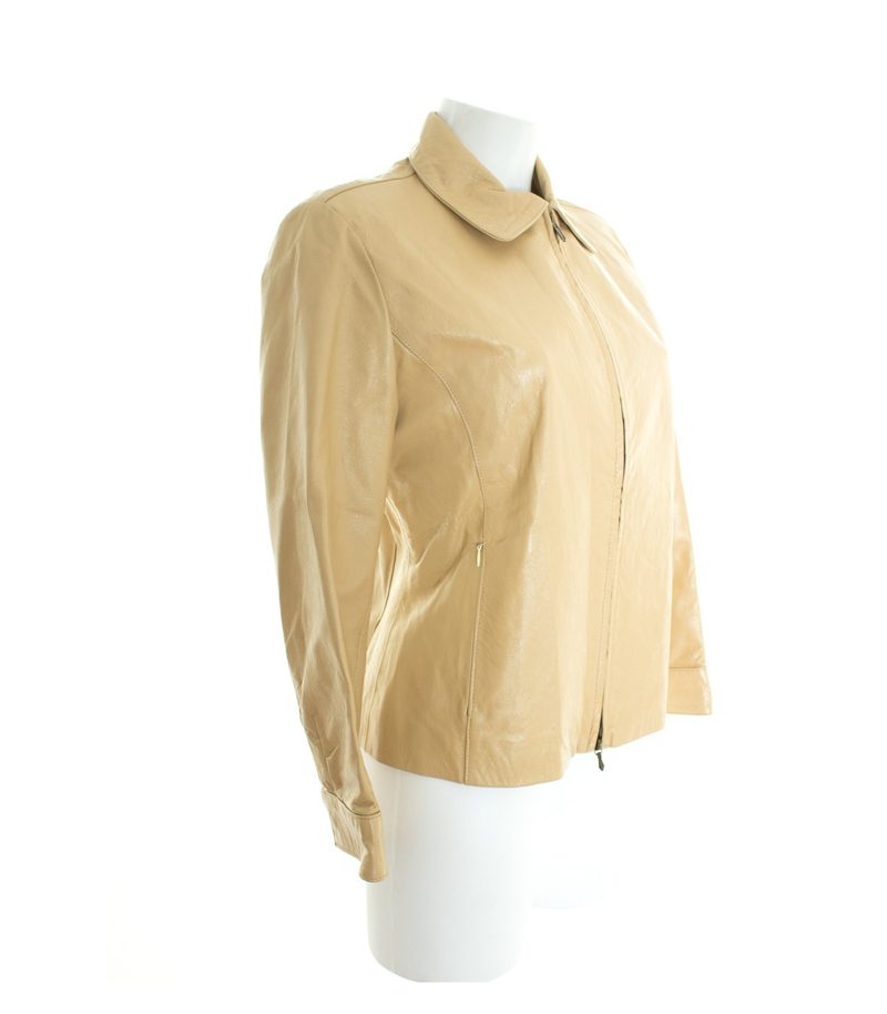 SIGNATURE Cuir Couture Damen Ockerbraun Übergangsjacke Gr. M Leder – Foto 2