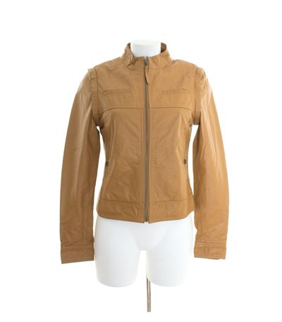 ONLY Damen Ockerbraun Lederjacke Übergangsjacke Gr. S Leder
