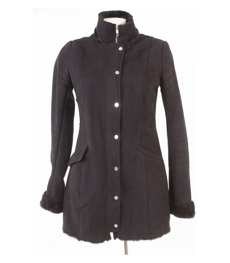 Armani Damen Jeans Mantel Kurzmantel Gr.DE 34 (IT 40) Webpelz Winter Schwarzgrau – Foto 1