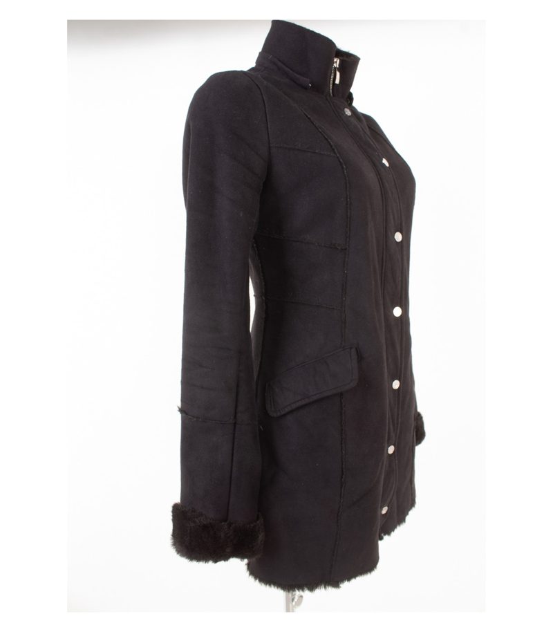 Armani Damen Jeans Mantel Kurzmantel Gr.DE 34 (IT 40) Webpelz Winter Schwarzgrau – Foto 2