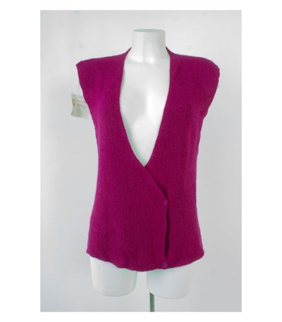 Maderma Damen Weste Strickweste 100% Handmade Bolivia Gr. XL Violett Alpaka