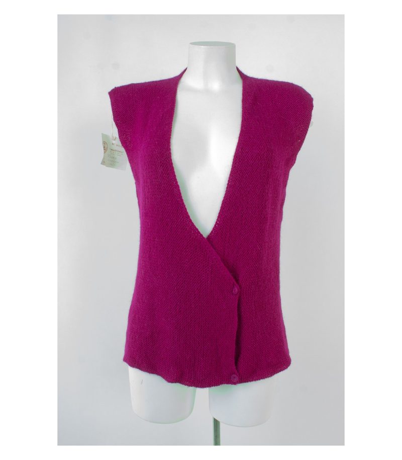 Maderma Damen Weste Strickweste 100% Handmade Bolivia Gr. XL Violett Alpaka – Foto 1