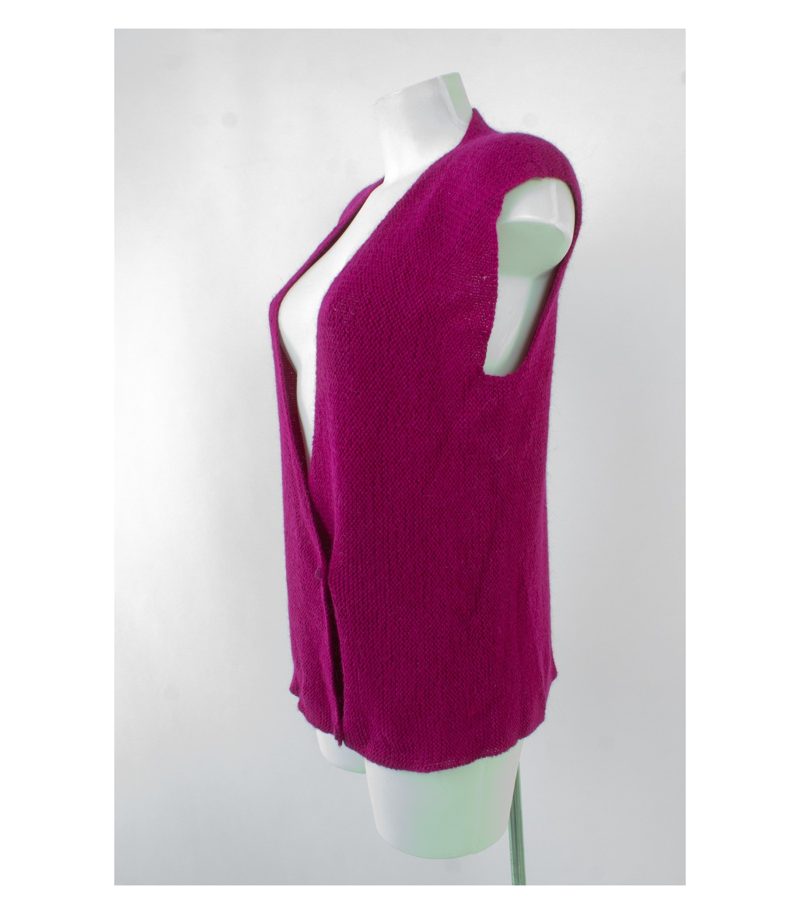 Maderma Damen Weste Strickweste 100% Handmade Bolivia Gr. XL Violett Alpaka – Foto 3
