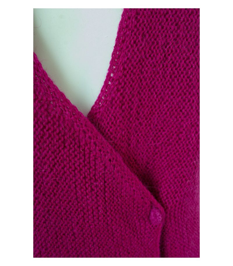 Maderma Damen Weste Strickweste 100% Handmade Bolivia Gr. XL Violett Alpaka – Foto 4