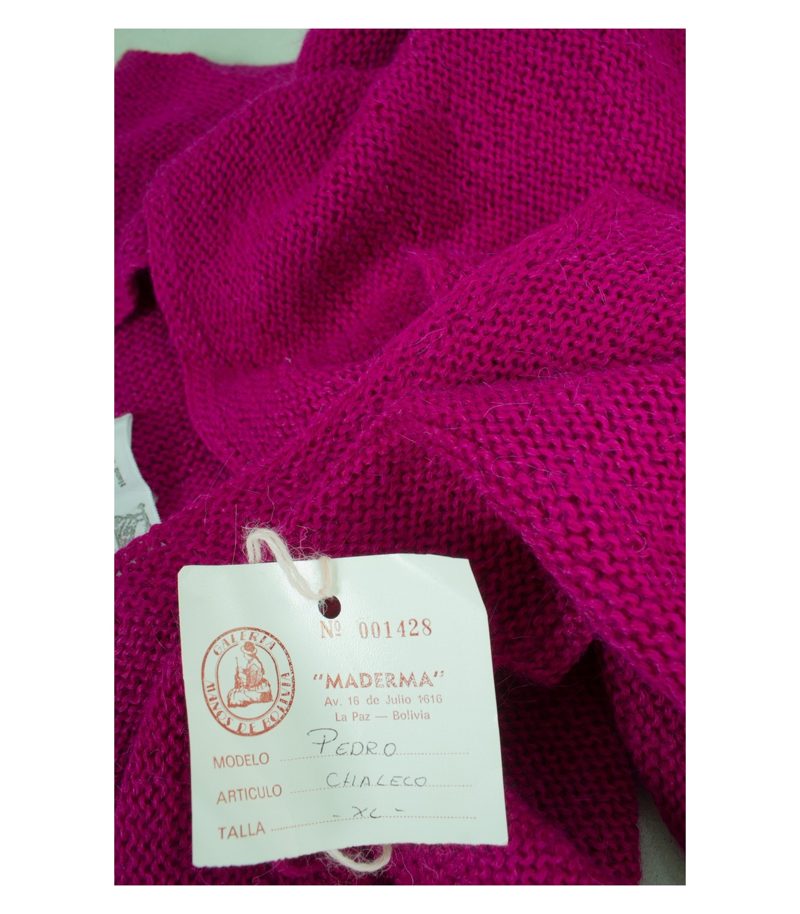Maderma Damen Weste Strickweste 100% Handmade Bolivia Gr. XL Violett Alpaka – Foto 7