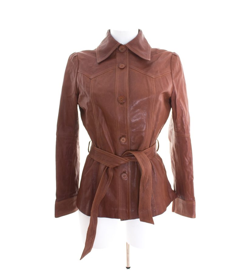 GANT Damen Lederjacke Übergangsjacke Gr. M Braun Leder – Foto 1