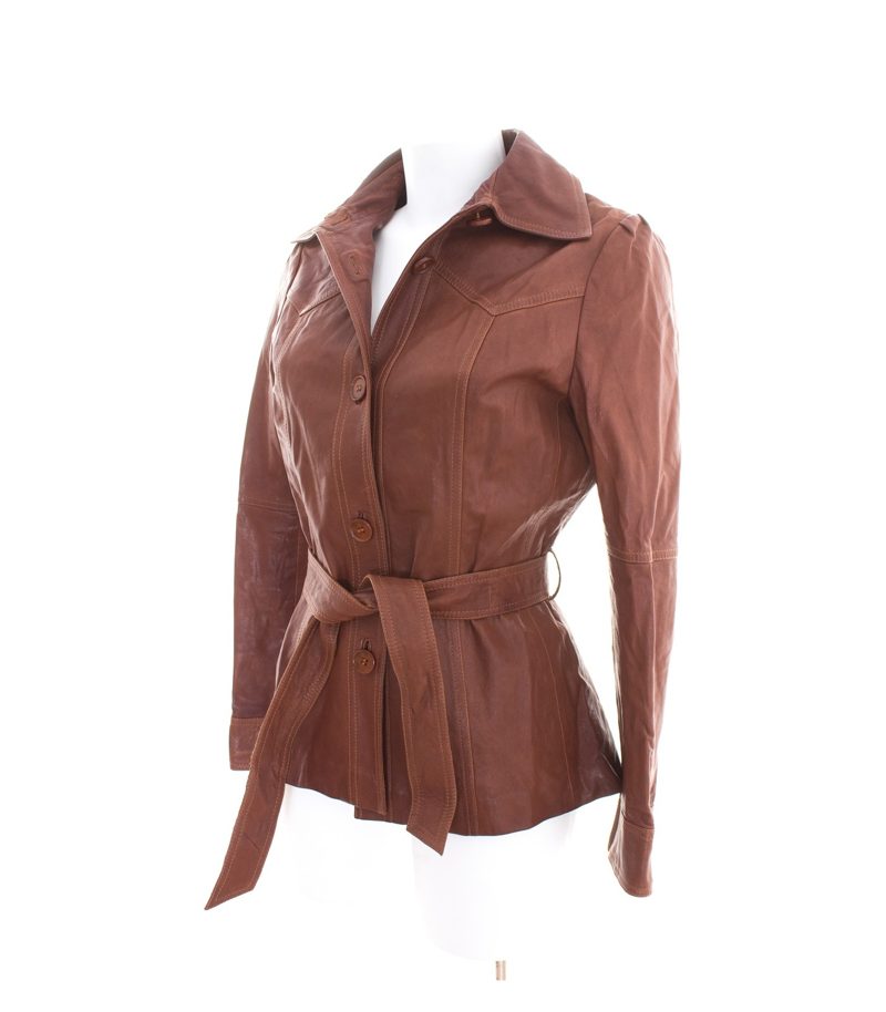 GANT Damen Lederjacke Übergangsjacke Gr. M Braun Leder – Foto 2