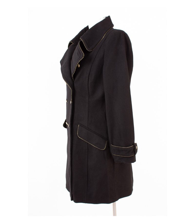Sarah Kern Damen Mantel Military Gr. DE 42 Schwarz Wolle Neu – Foto 3