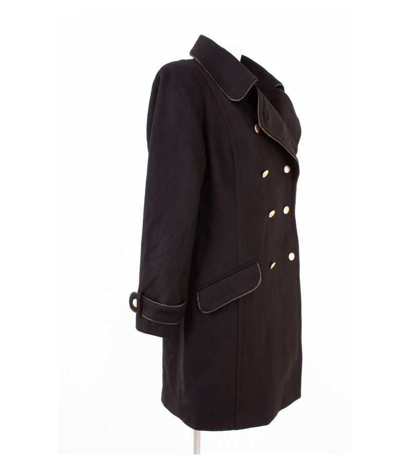Sarah Kern Damen Mantel Military Gr. DE 44 Schwarz Wolle – Foto 2