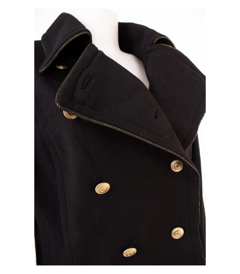 Sarah Kern Damen Mantel Military Gr. DE 44 Schwarz Wolle – Foto 5