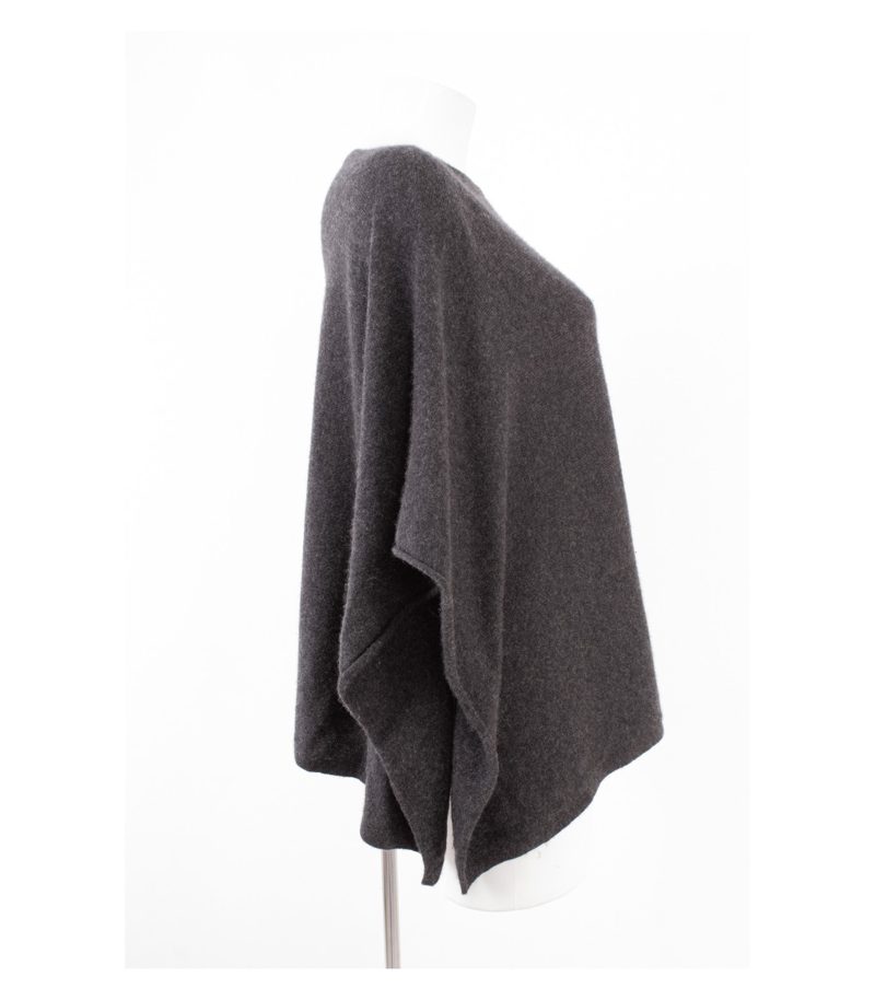 Poetry Damen Poncho Cape 100% Weich Gr. S Dunkelgrau Kaschmir – Foto 2