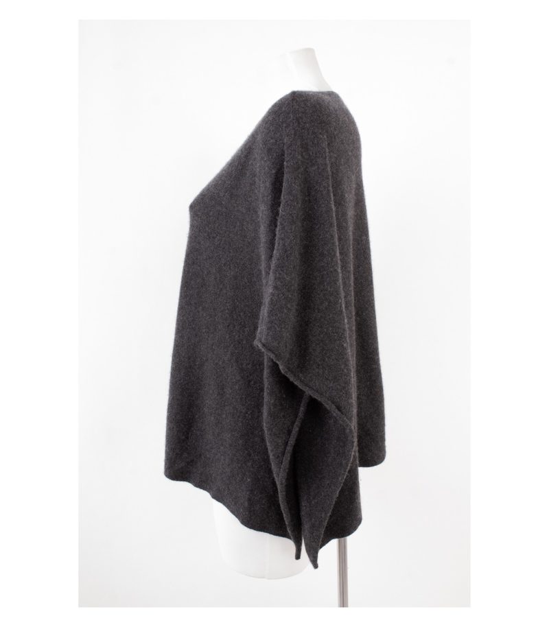 Poetry Damen Poncho Cape 100% Weich Gr. S Dunkelgrau Kaschmir – Foto 3