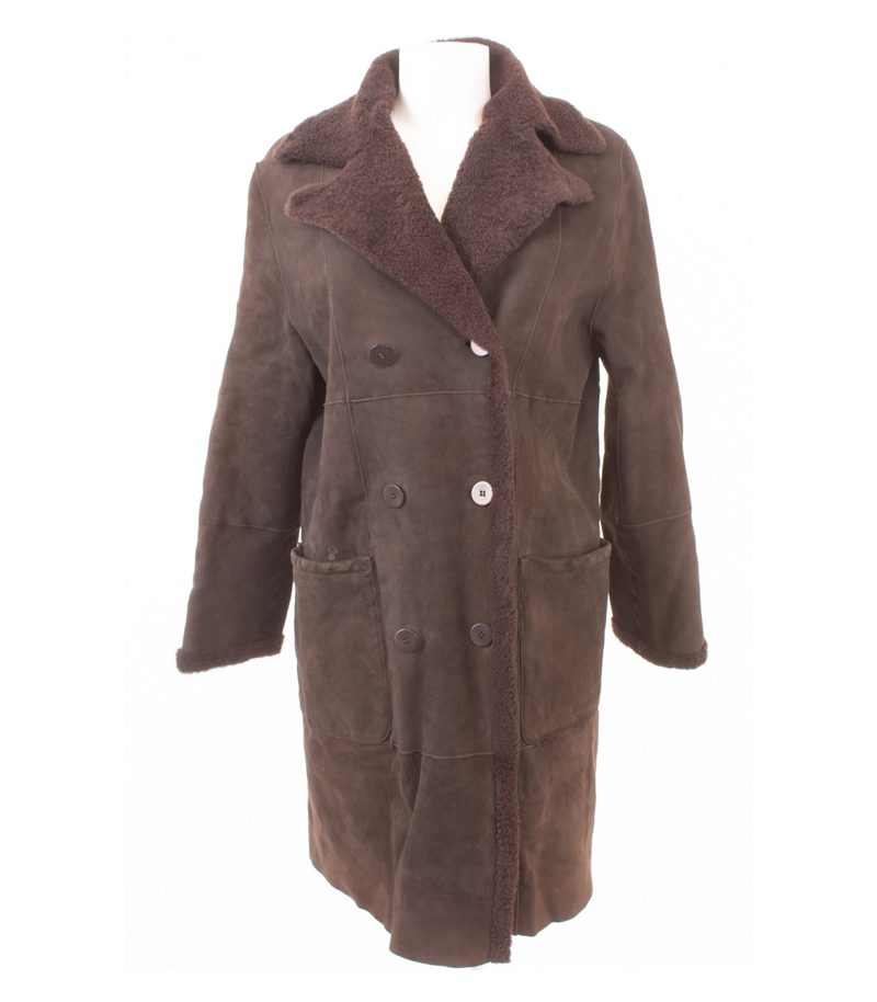 Catherine Khan Damen Mantel Lammfellmantel Winter Gr. DE 42 Braun Leder – Foto 1