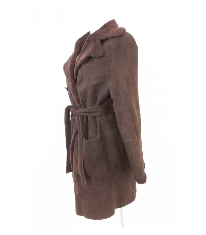 Catherine Khan Damen Mantel Lammfellmantel Winter Gr. DE 42 Braun Leder – Foto 3