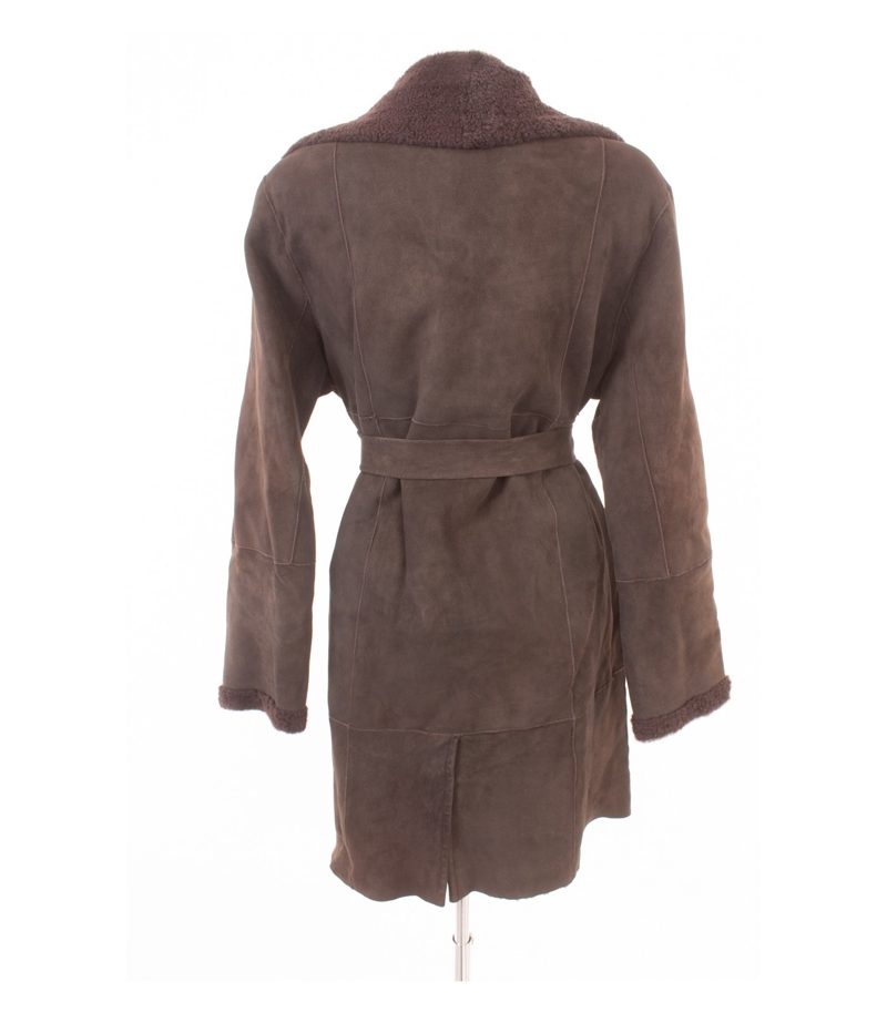 Catherine Khan Damen Mantel Lammfellmantel Winter Gr. DE 42 Braun Leder – Foto 4