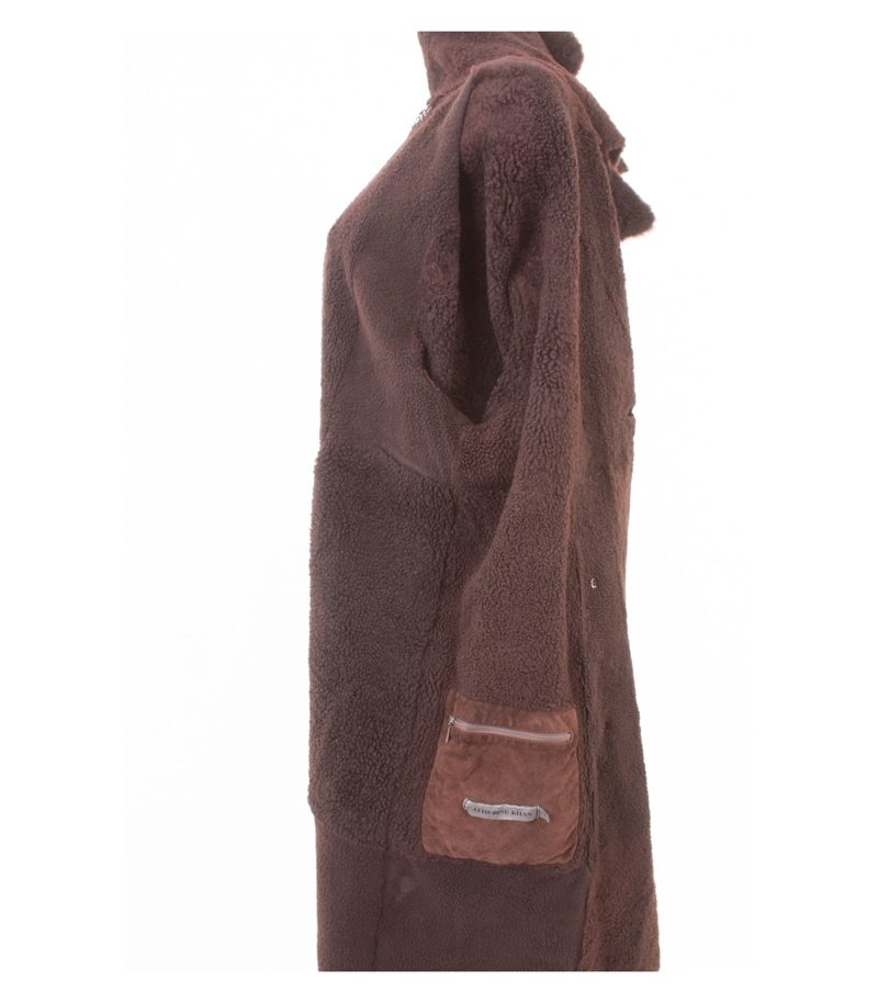 Catherine Khan Damen Mantel Lammfellmantel Winter Gr. DE 42 Braun Leder – Foto 7