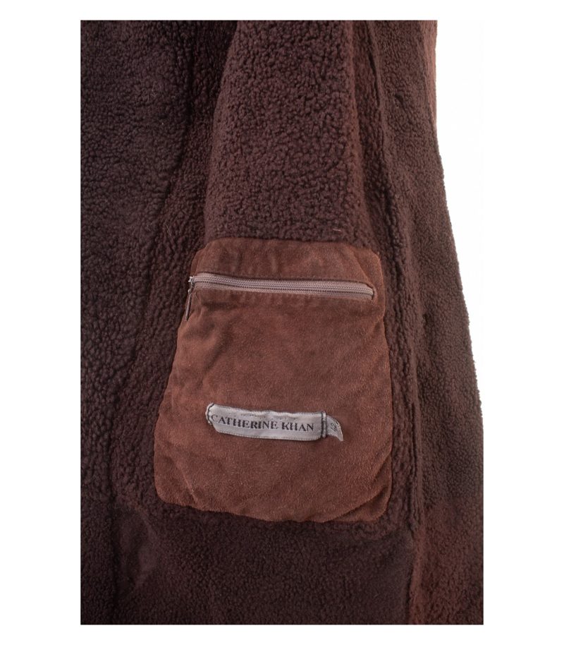 Catherine Khan Damen Mantel Lammfellmantel Winter Gr. DE 42 Braun Leder – Foto 8