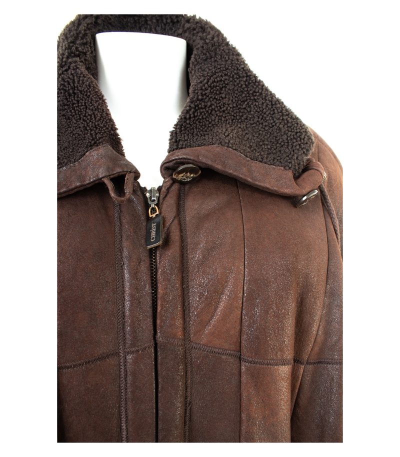 Christ Lammfellmantel Damen Mantel Patchwork Gr. 40 Braun Lammfell Leder – Foto 8