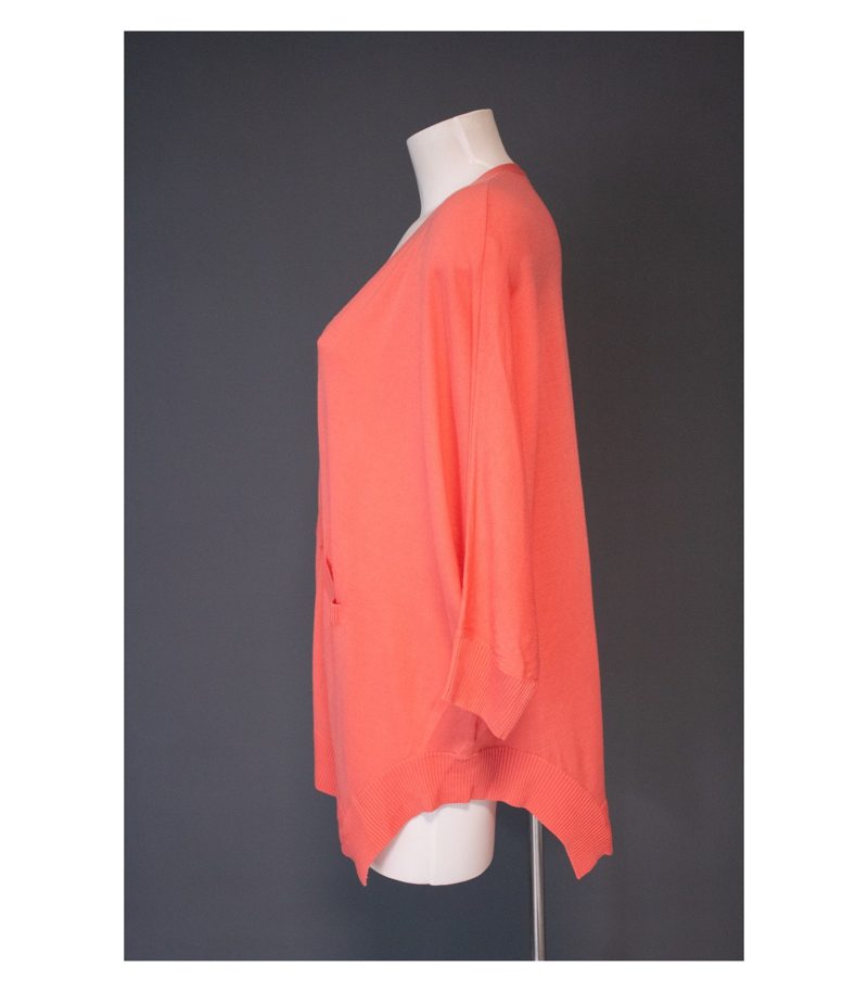 Lu Ren Damen Strickjacke Cardigan Oversized Sample Gr. M Koralle Wolle Merino – Foto 3