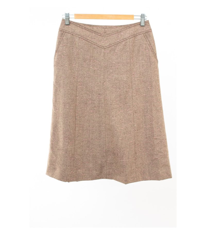 Laurèl Damen Rock Wollrock A-Linie Midi Gr. 36 Braun Wolle – Foto 1
