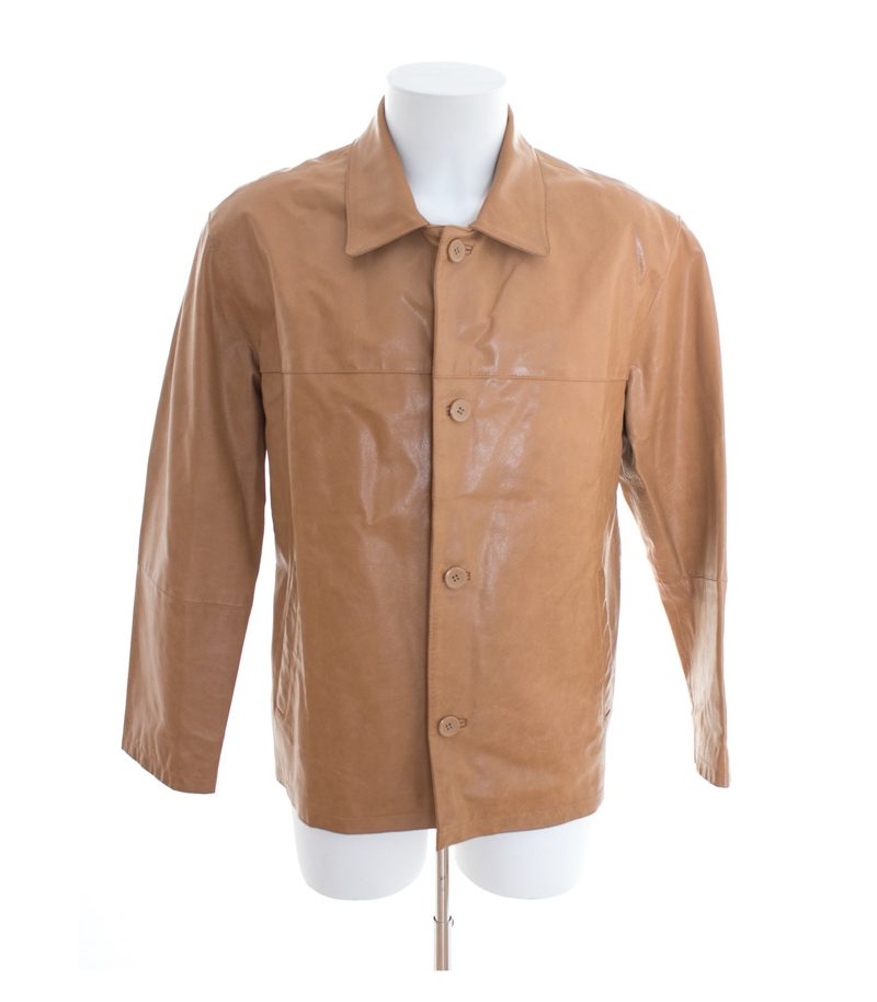 MAN'S FASHION Herren Übergangsjacke Lederjacke Gr. DE 50 Beige Leder – Foto 1