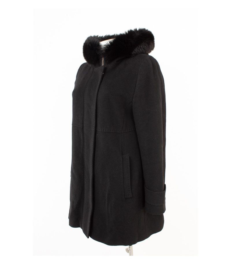 Fuchs Schmitt Damen Mantel Wollmantel Echtfell Gr. 40 Schwarz Wolle Kaschmir – Foto 3