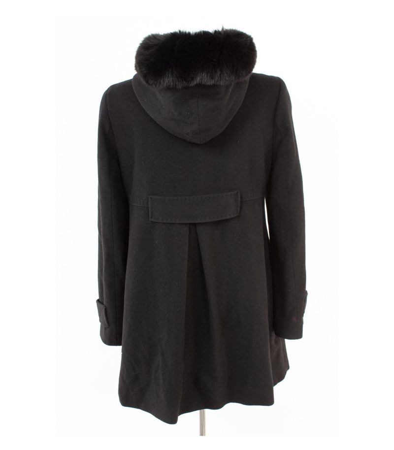 Fuchs Schmitt Damen Mantel Wollmantel Echtfell Gr. 40 Schwarz Wolle Kaschmir – Foto 4
