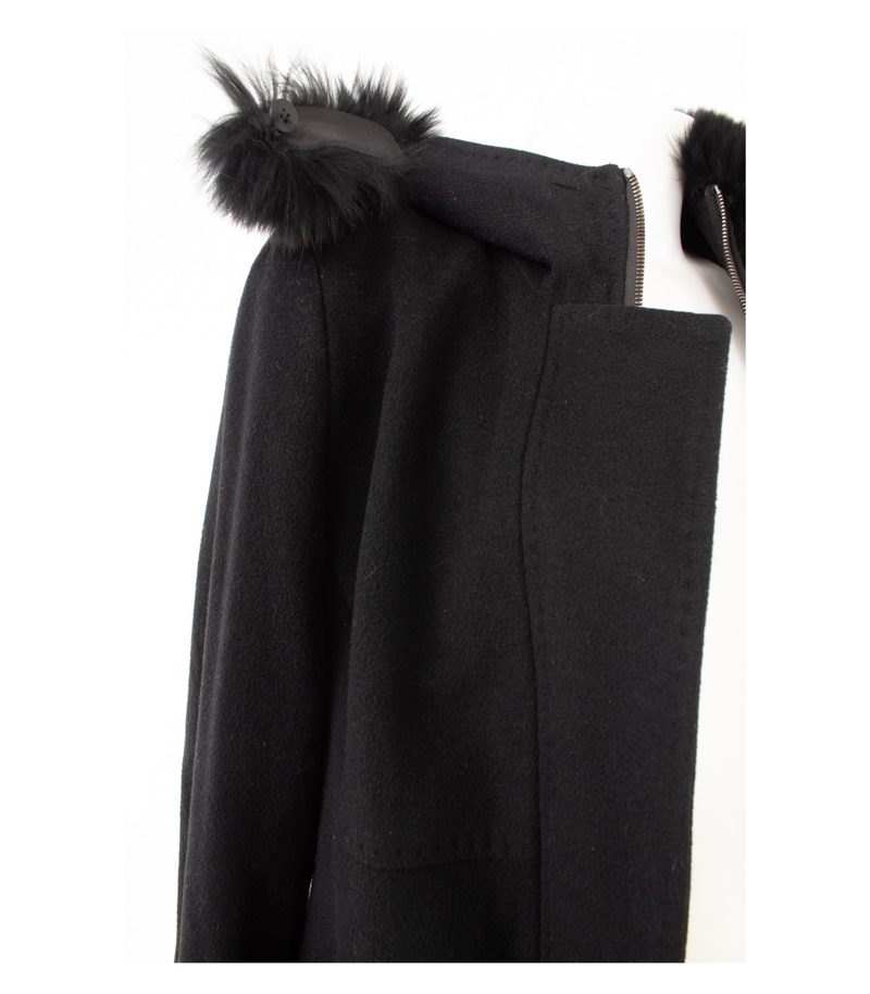 Fuchs Schmitt Damen Mantel Wollmantel Echtfell Gr. 40 Schwarz Wolle Kaschmir – Foto 6