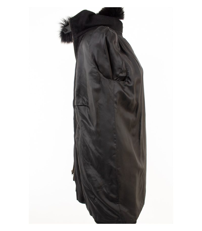 Fuchs Schmitt Damen Mantel Wollmantel Echtfell Gr. 40 Schwarz Wolle Kaschmir – Foto 10