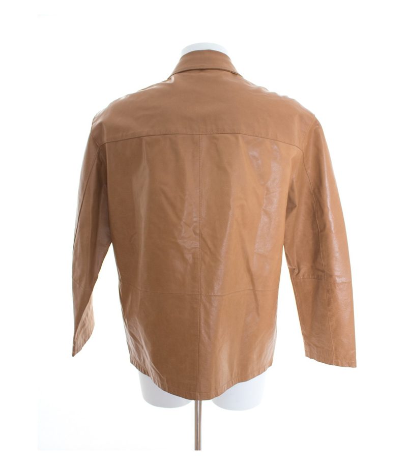 MAN'S FASHION Herren Übergangsjacke Lederjacke Gr. DE 50 Beige Leder – Foto 3