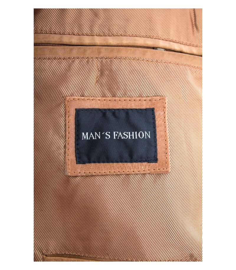 MAN'S FASHION Herren Übergangsjacke Lederjacke Gr. DE 50 Beige Leder – Foto 4