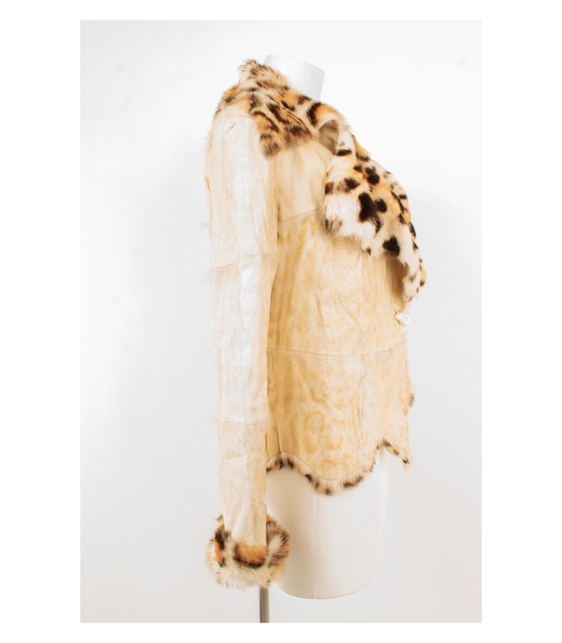 NVSCO Sartoria Lammfelljacke Damen Echtfell Leo Gr. M (Geschätzt gemessen) Beige – Foto 3