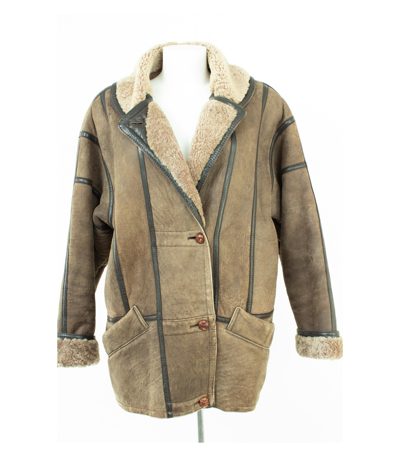 Christ Lammfelljacke Damen Echtfell Winterjacke Vintage Gr. XL Braun Leder